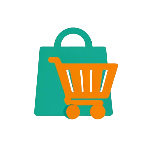 Logotipo Mercado Direto: sacola verde com carrinho laranja